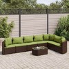 vidaXL Patio Sofa Set with Cushions Lounge Setting Outdoor Furniture Poly Rattan - Brown and Green 7-Piece - 2 of 4