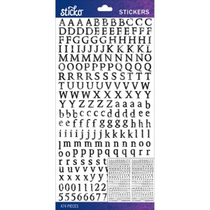 Sticko Alphabet Stickers - Octavian Small, Black Distressed, 474pcs - 1 of 1