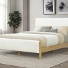 Platform Bed with Boucle Upholstered Headboard, Scandinavian Wood Frame Bed for Bedroom-Baofuwish - 3 of 4