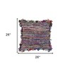 18" Blue and Red Throw Pillow with Fringe - 3 of 4