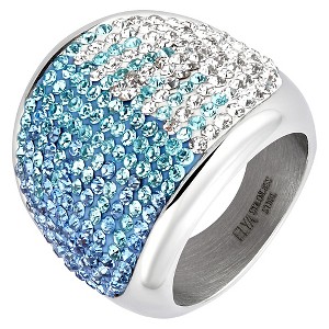 ELYA Stainless Steel Colored Crystal Cocktail Ring (6), Women