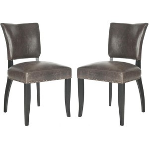 Desa Side Chair With Nail Head Trim (Set of 2) - MCR4690 - Antique Brown - Safavieh Couture - 1 of 4