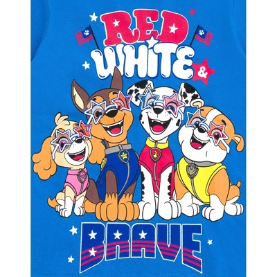 PAW Patrol Skye Chase Marshall July 4th Little Boys T-Shirt Red White & Brave 7-8 — фото 3