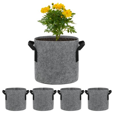 Unique Bargains Thickened Fabric Durable Handles Multipurpose Good Drainage Plant Grow Bags 5 Pcs