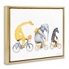 Stupell Industries Savanna Animals Riding Bikes Bicycles Yellow Accent Floating Frame Canvas Art, Gold, 21" x 17" - 2 of 4