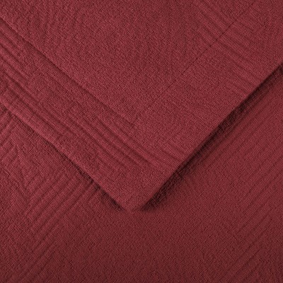 Garnet Red Cotton Twin Bedspread Set with Pillow Shams