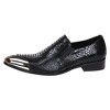 Santimon Men’s Snake Print Slip-On Dress Shoes with Silver Toe Cap Black - 2 of 4