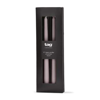 tag Color Studio 12" Traditional Taper Unscented Smokeless Paraffin Wax Candle Lavendar, Set of 4, Burn Time 8 hrs.