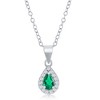 Simona Sterling Silver, 5x3mm Emerald Pear-Shaped 18" Pendant Necklace & Earrings Set - 2 of 4