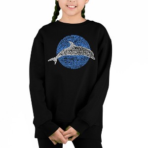 LA Pop Art Species Of Dolphin - Girl's Word Art Crewneck Sweatshirt - 1 of 3