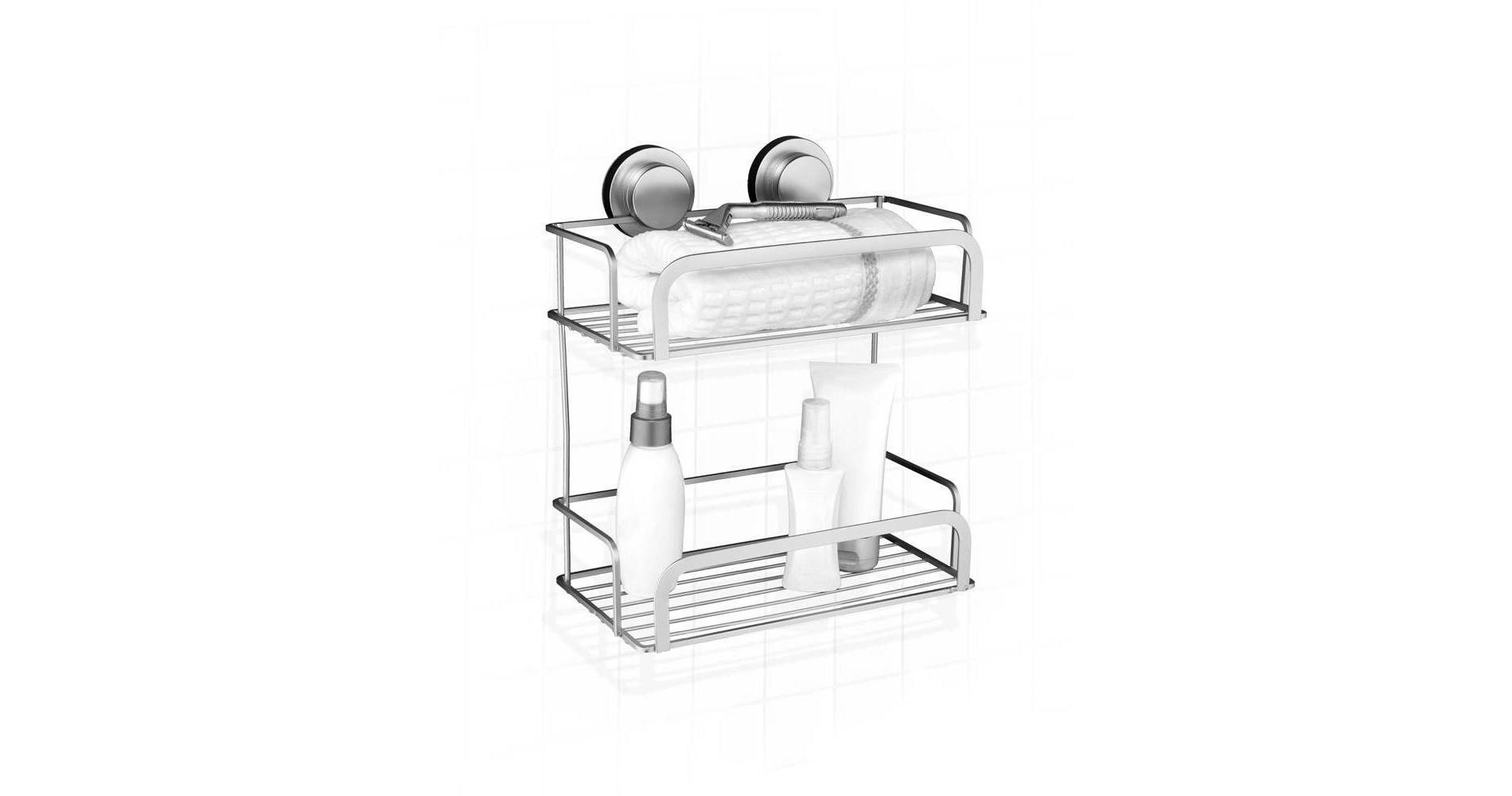 Popular Bath Popular Home 2-Tier Shelf with Suction Metal Nickel Finish