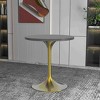 LeisureMod Verve 27" Round Dining Table - MDF Wood Top with Brushed Gold Pedestal Base Accent Side Table for Kitchen and Home - 2 of 4