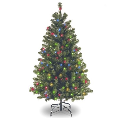 National Tree Company Pre-Lit Artificial Full Christmas Tree, Green, North Valley Spruce, Multicolor Lights, Includes Stand, 4.5ft