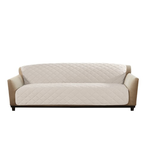 Microfiber Sherpa Armless Sofa Furniture Protector Cream Sure