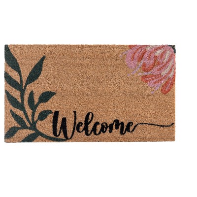 Shiraleah "Welcome" Floral Print Rectangle Doormat