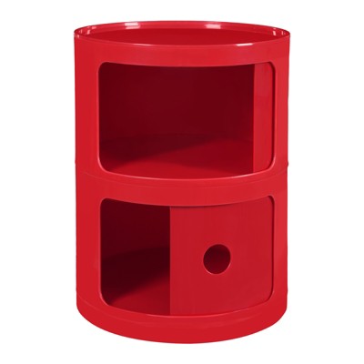YIYIBYUS Round Bedside Table 2 Tier Nightstand Storage With Sliding Door for Bedroom