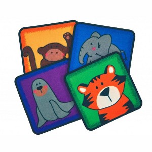 Carpets for Kids Value PLUS Zoo Animals Seating Rug, 16" Squares, Multi, Kit Set of 12 - 1 of 4