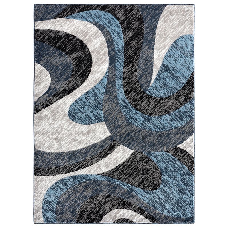 Home Dynamix Catalina Huron Contemporary Abstract Swirl Area Rug, Blue/Grey, 5'3"x7'2", 1 of 3