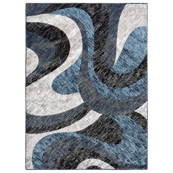 Home Dynamix Catalina Huron Contemporary Abstract Swirl Area Rug, Blue/Grey, 5'3"x7'2"