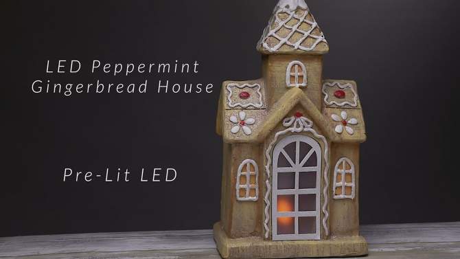 Northlight 16" LED Lighted Gingerbread House Christmas Decoration, 2 of 10, play video