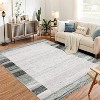 Modern Bordered Washable Area Rug - Non-Slip Low Pile Indoor Carpet for Living Room, Bedroom, Dining Room, Home Office & Apartments - 2 of 4