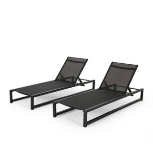 GDFStudio Mottetta Outdoor Mesh and Aluminum Armless Adjustable Chaise Lounges (Set of 2) - 1 of 4