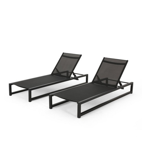 GDFStudio Mottetta Outdoor Mesh and Aluminum Armless Adjustable Chaise Lounges (Set of 2) - image 1 of 4