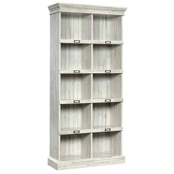 75" Barrister Lane Tall Bookcase White Plank - Sauder: Mid-Century Modern Style, 10-Shelf Storage, Wood Composite, Label Tags