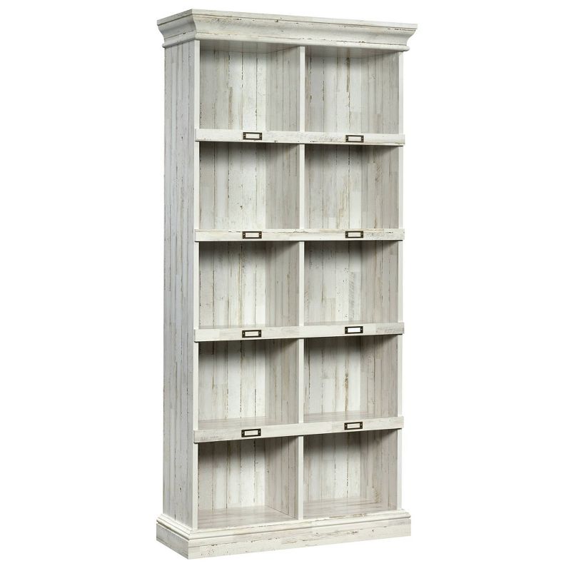 75&#34; Barrister Lane Tall Bookcase White Plank - Sauder: Mid-Century Modern Style, 10-Shelf Storage, Wood Composite, Label Tags, 1 of 7