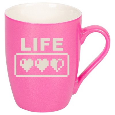 100 North Gaming 10 Ounce Pink Metallic Finish, Comfortably Fits Your Hands, New Bone China Coffee Tea Cup Mug, Life