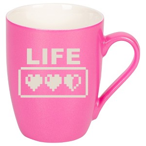 100 North Gaming 10 Ounce Pink Metallic Finish, Comfortably Fits Your Hands, New Bone China Coffee Tea Cup Mug, Life - 1 of 1