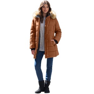 Roaman's Classic Length Quilted Puffer Jacket - 1 of 4