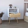Gulches 25" H Nightstand with Open Shelf and Drawer in White/Light Oak - 2 of 4