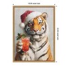 Amanti Art Tiger Festive Cocktail Santa Hat by The Creative Bunch Studio Canvas Art Framed - 3 of 4