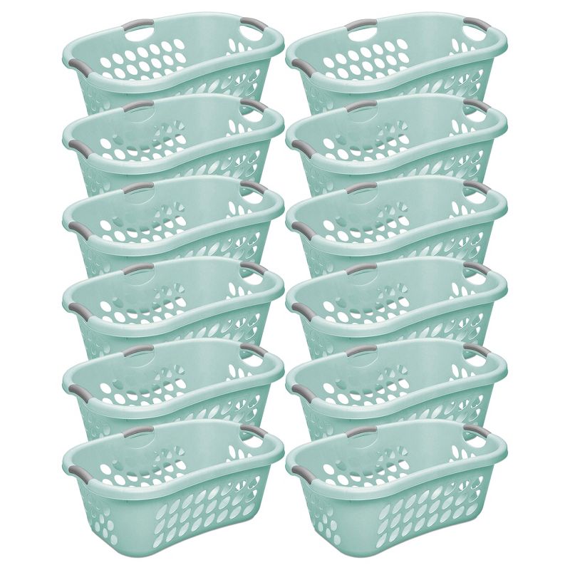 Sterilite 1.25 Bushel Ultra HipHold Laundry Basket, Plastic with Comfort Handles and Hip Hugging Curve for Easy Carrying of Clothes, Aqua, 12-Pack, 1 of 4