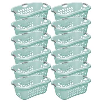 Sterilite 1.25 Bushel Ultra HipHold Laundry Basket, Plastic with Comfort Handles and Hip Hugging Curve for Easy Carrying of Clothes, Aqua, 12-Pack