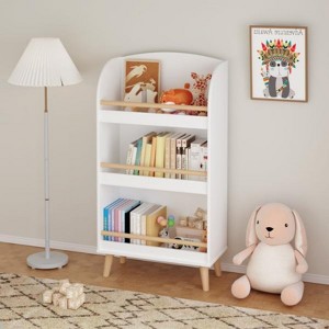 SEVOBAL Decorative Bookshelf Kids Bookshelf, 3-Tier Bookcase, Book Organizer, Toy Storage Cabinet Organizer, White, 19.68"*9.44"*37.4" - 1 of 4
