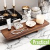Garnen Kitchen Décor Tray, Acacia Wood Tray for Coffee Table Bathroom Vanity Countertop, Pedestal Stand Wood Riser Tray Farmhouse Soap Holder, Brown - 2 of 4