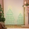 Angel Sar 2Pcs Lighted Metal Christmas Trees, Outdoor Indoor Decor with 150 Green and Warm White LEDs, Rustproof Wire Frame Decorations for Holiday - 2 of 4