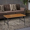MOEPISY Rectangle Outdoor Coffee Table With Angled Tubular Legs And Wood Top, Black - 4 of 4
