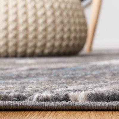 Gray Synthetic 95" Easy-Care Hand-Knotted Area Rug