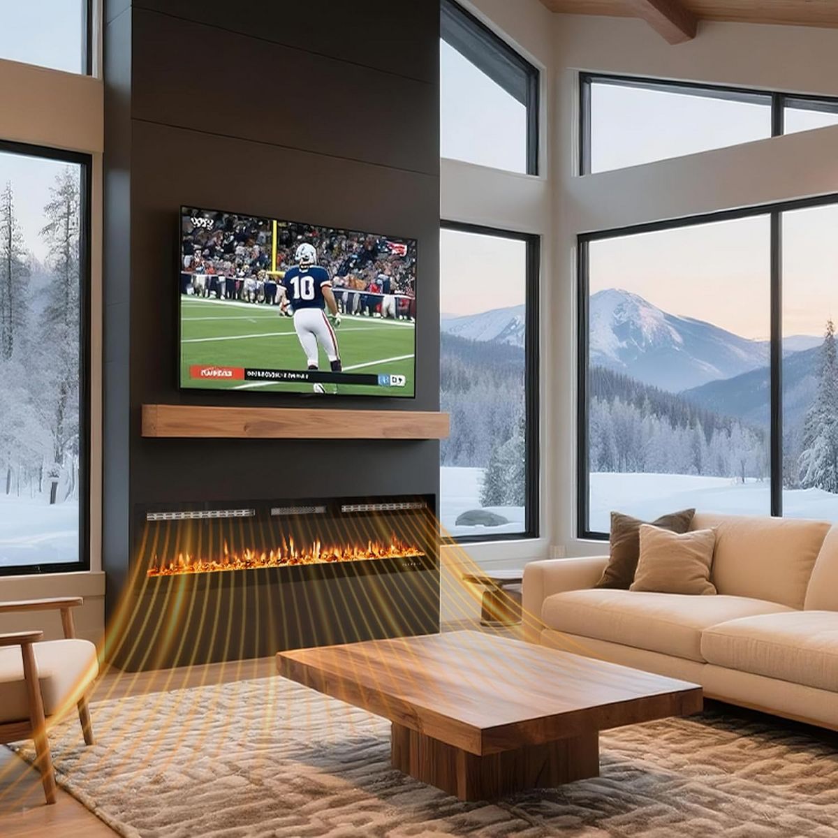 Garvee 60" Wall Mounted Electric Fireplace, WiFi & Alexa Control, 12-Color Flames, 750/1500W Heater, Recessed or Surface Install - thumbnail 6