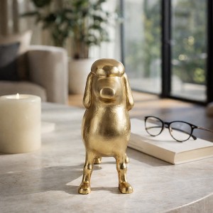Modern Metal Poodle Dog Sculpture Decorative Object for Home Decor