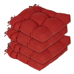 Aoodor 19x19x5 Inch Tufted Outdoor Chair Cushions, Water and Fade Resistant Polyester Dining Chair Pads with Ties for Patio Furniture, Set of 4 - 1 of 4