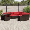 vidaXL Patio Sofa Set with Cushions Table and Couches 10 Piece Poly Rattan - Brown - 2 of 4