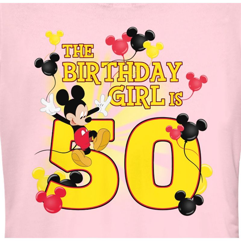 Juniors Womens Mickey & Friends This Birthday Girl Is 50 T-Shirt, 2 of 5
