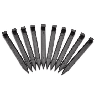 Dimex EasyFlex 1940-10 Anchoring Heavy Duty Nylon Landscaping Lawn & Garden Edging and Camping Tent Stake Pack, 10 Count, Black