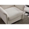 PAGED Swivel Accent Chair Modern Barrel Armchair with Wood Base and Vintage Fax Leather Upholstery for Bedroom, Living Room - 4 of 4