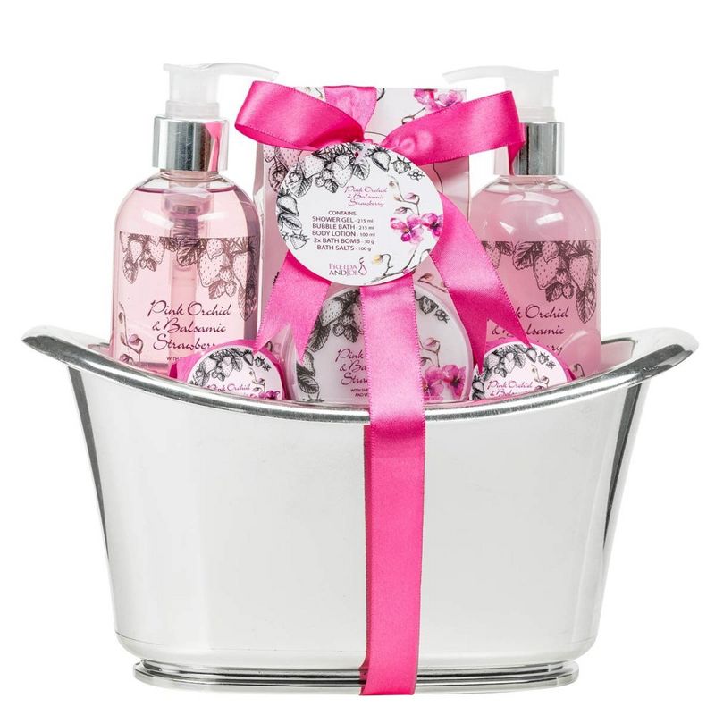 Freida & Joe Bath & Body Collection in Silver Tub Basket Gift Set Luxury Body Care Mothers Day Gifts for Mom, 1 of 10