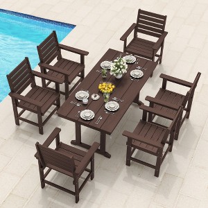Arceso Outdoor Dining Set with Umbrella Hole, HDPS Patio Furniture - 1 of 4